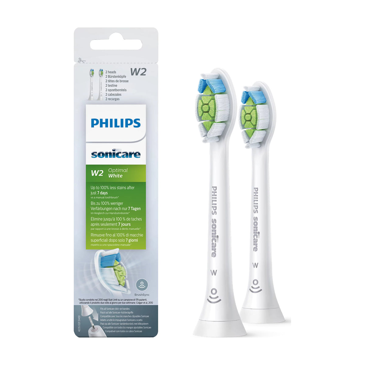 Cabezales Philips Sonicare W2 Optimal White HX6062/10, blancos, pack de 2