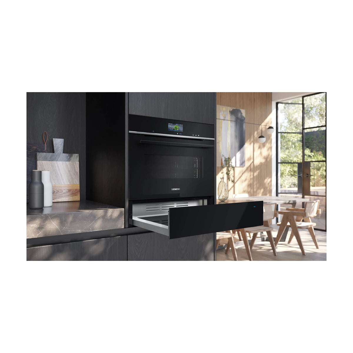 Cajón calientaplatos Siemens BI710C1B1 iQ700, 20 litros, Home Connect