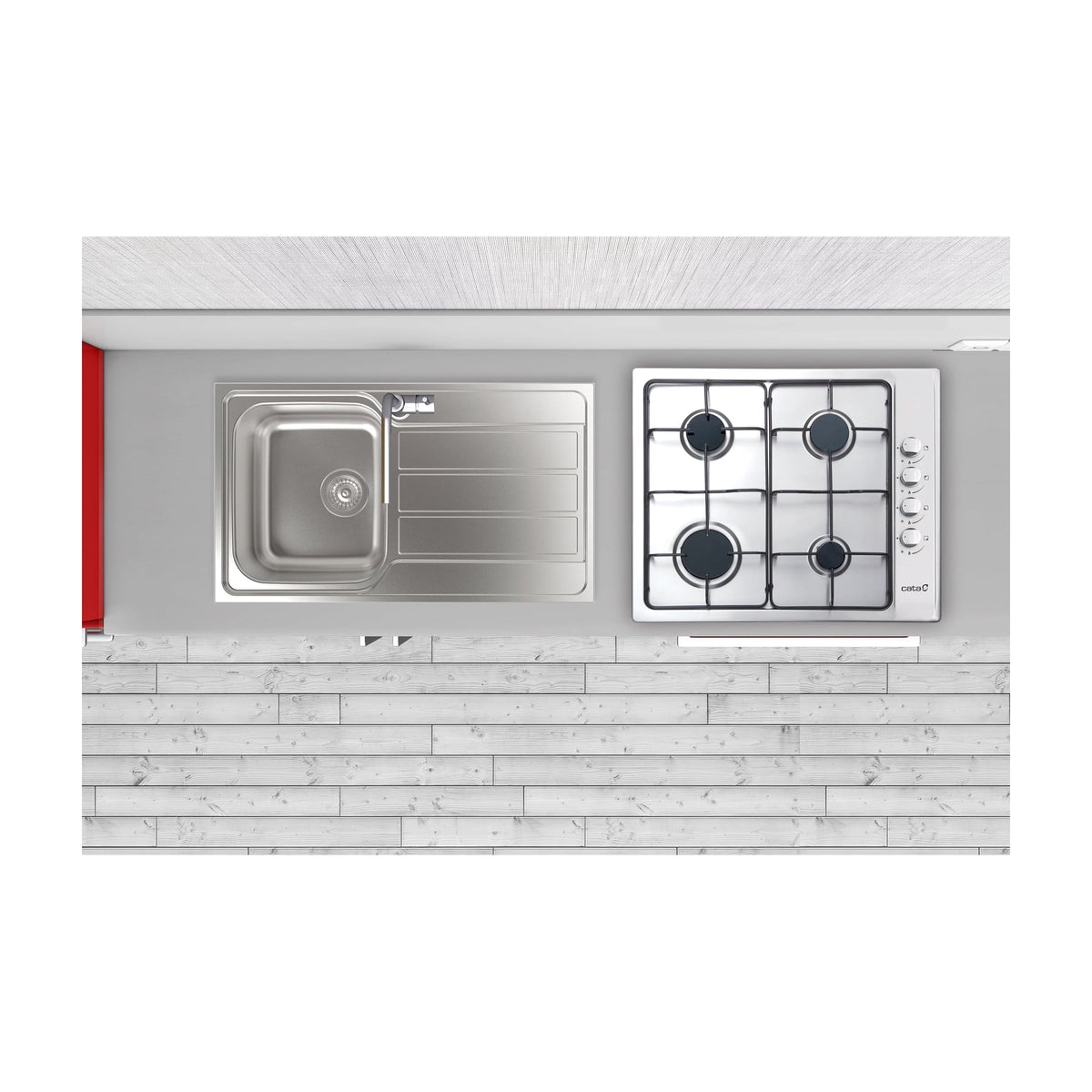 Placa de gas CATA GIB 6004 X de 4 fuegos, inox y butano