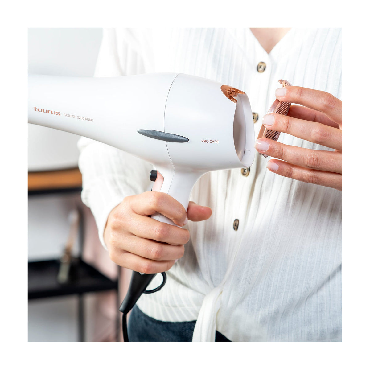Secador de pelo Taurus Fashion 2200 Pure, 2200 W y motor AC