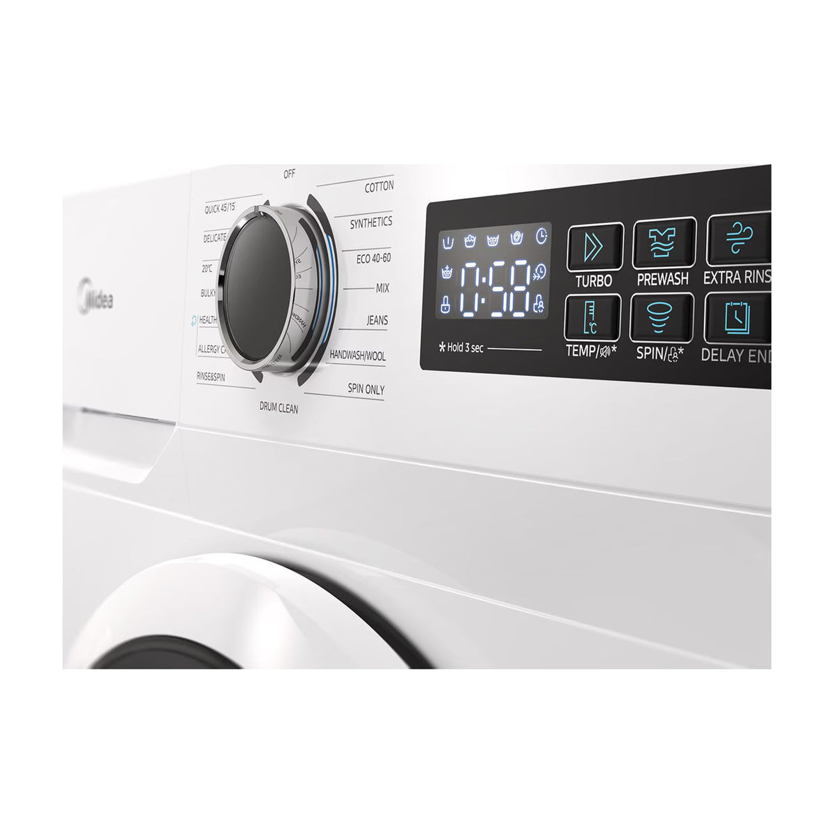 Lavadora de carga frontal Midea MF110W90BA10/W-ES, 9 kg y 1400 rpm