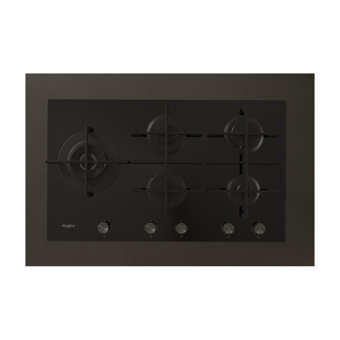 Placa de gas Whirlpool GOWL 928/NB, 5 fuegos y 86 cm