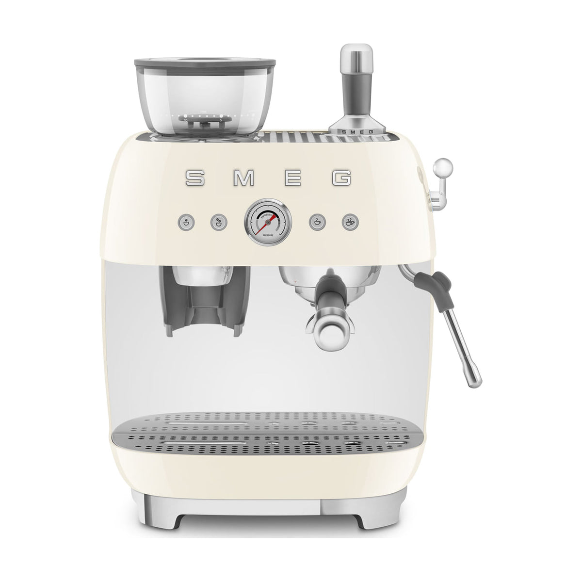 Cafetera espresso Smeg EGF03CREU con molinillo integrado, color crema