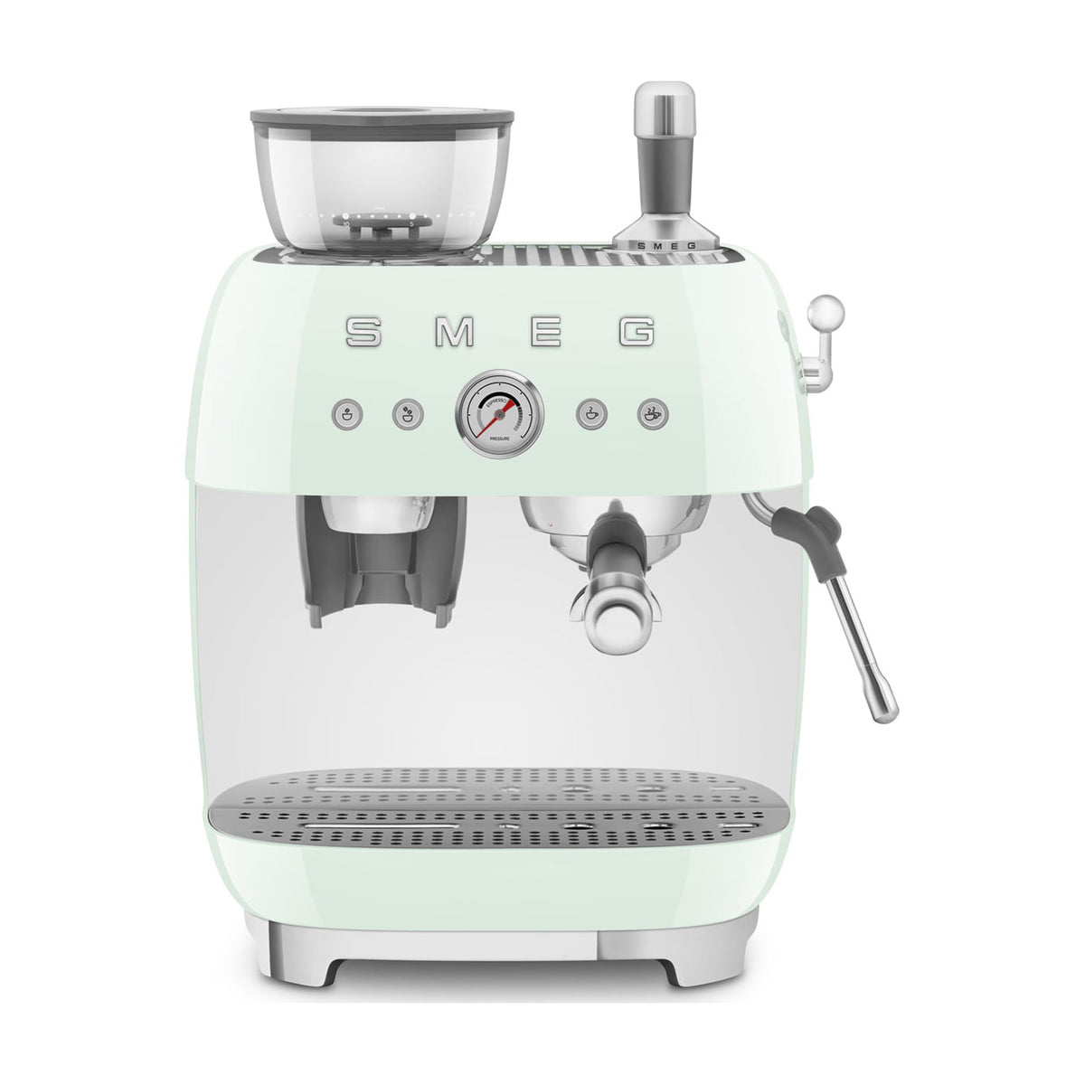 Cafetera espresso Smeg EGF03PGEU con molinillo integrado, verde pastel