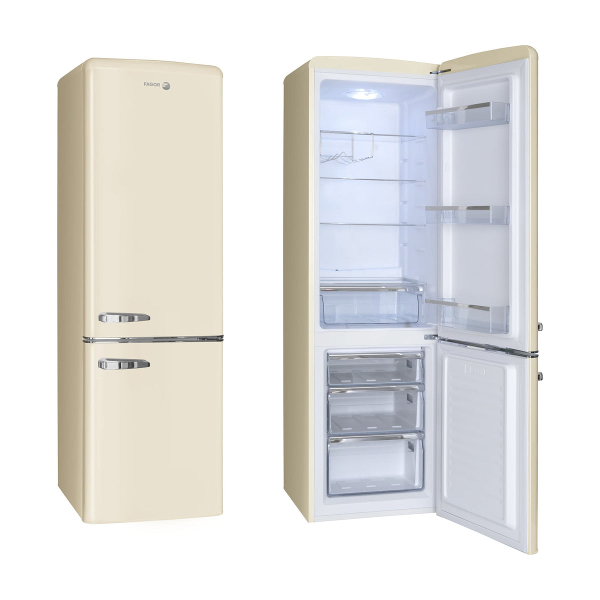 Frigorífico combi Fagor 3FFV-1855BG retro beige, 244 l