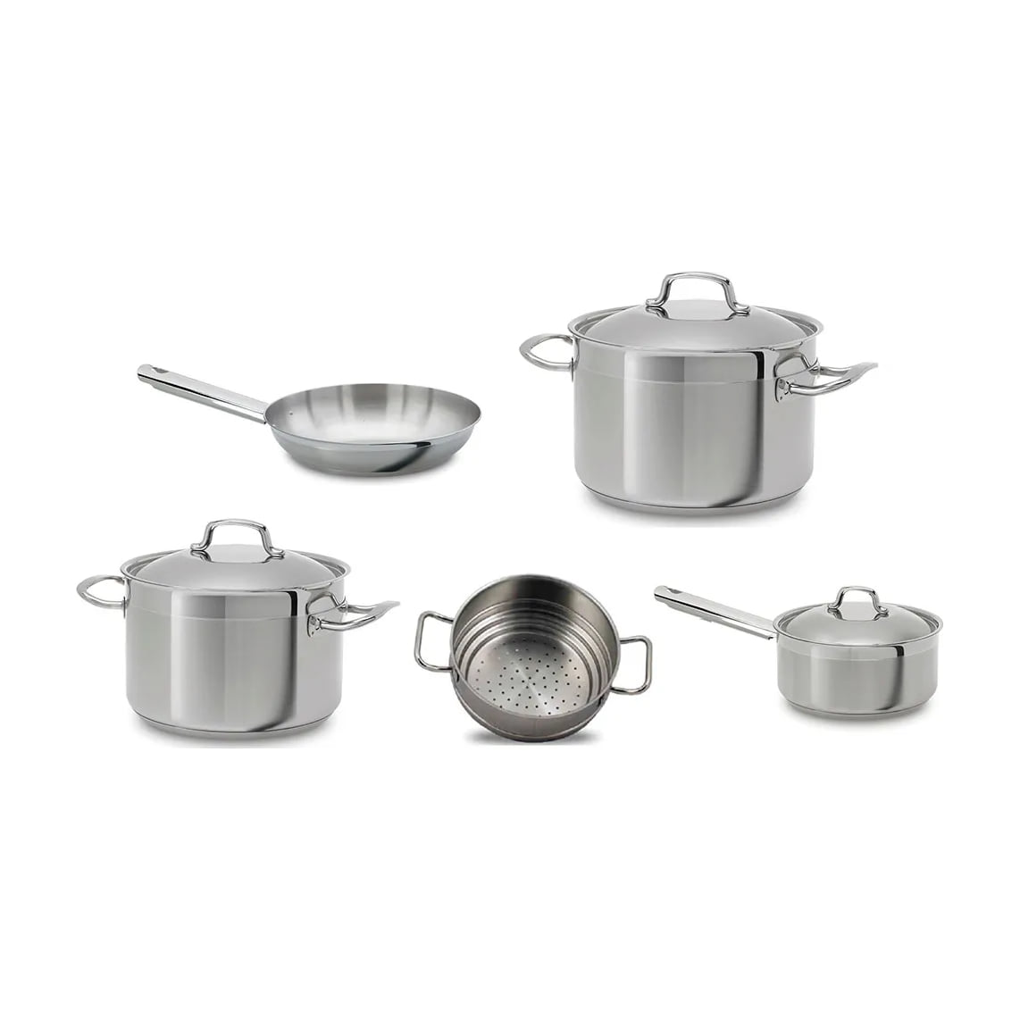 Batería de cocina Teka 49004841 con couscoussier, 8 piezas de acero inoxidable