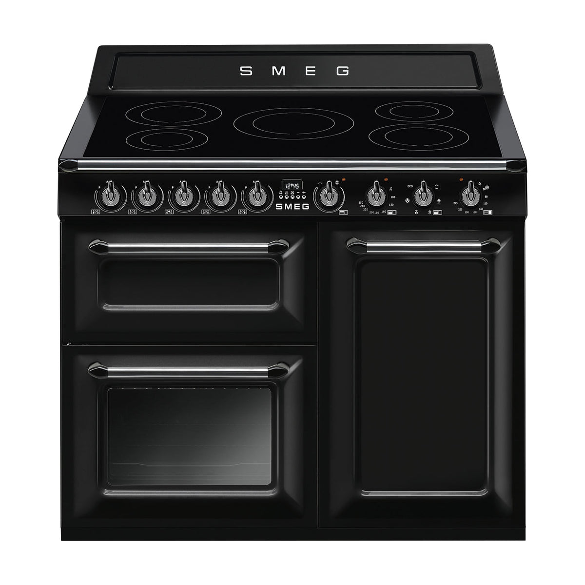 Cocina de inducción Smeg TR103IBL2, 100 cm y tres hornos, negra