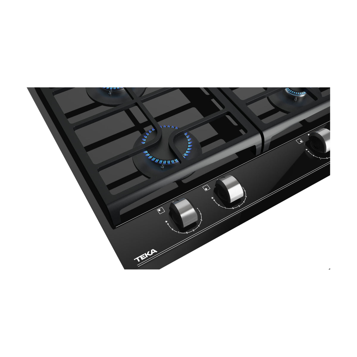 Placa de gas Teka GZC 64300 XBN, 60 cm, cristal negro y ExactFlame