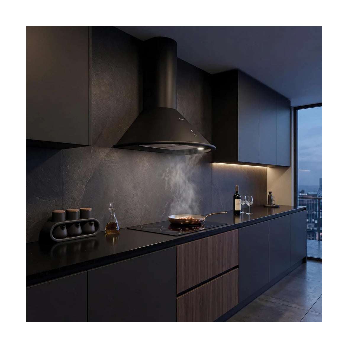 Campana decorativa Cata QA-7790 BK negra, 649 m³/h y 3 velocidades