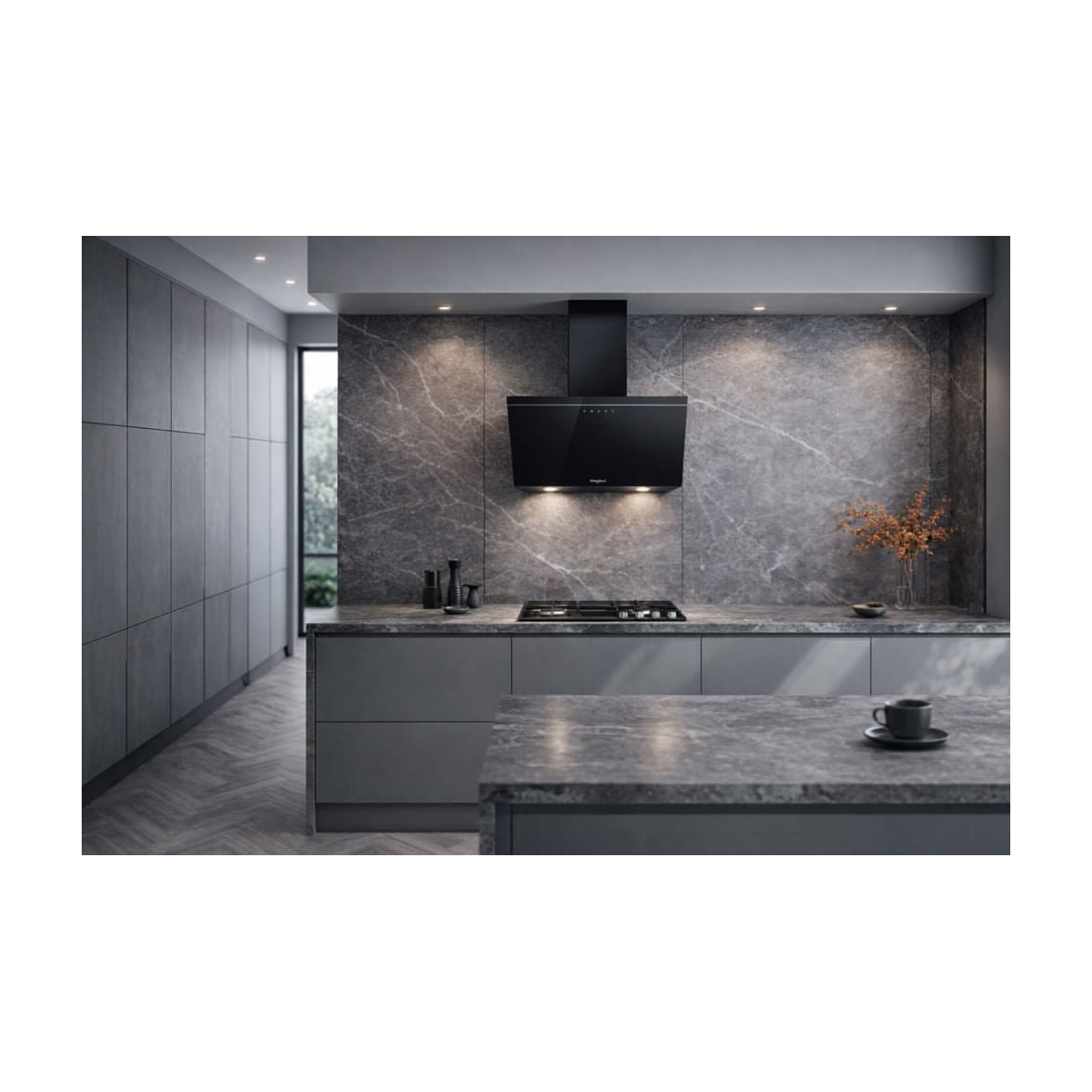 Campana decorativa Whirlpool AKR 62F LT K de 60 cm en cristal negro, clase A