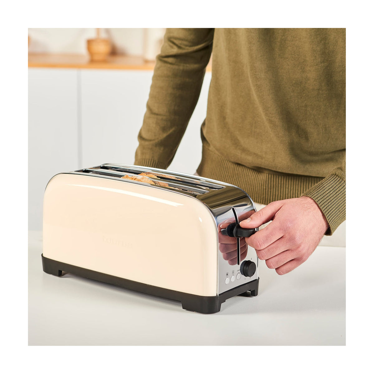 Tostadora Taurus Vintage Cream TO1401, 2 ranuras extralargas y 1400 W
