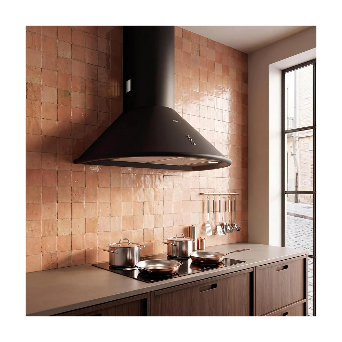 Campana decorativa Cata QA-7790 BK negra, 649 m³/h y 3 velocidades