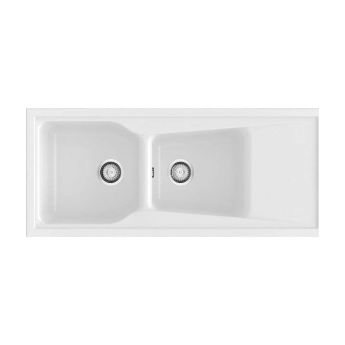 Fregadero Poalgi City 323 Roc Stone, dos cubetas con escurridor, blanco brillo