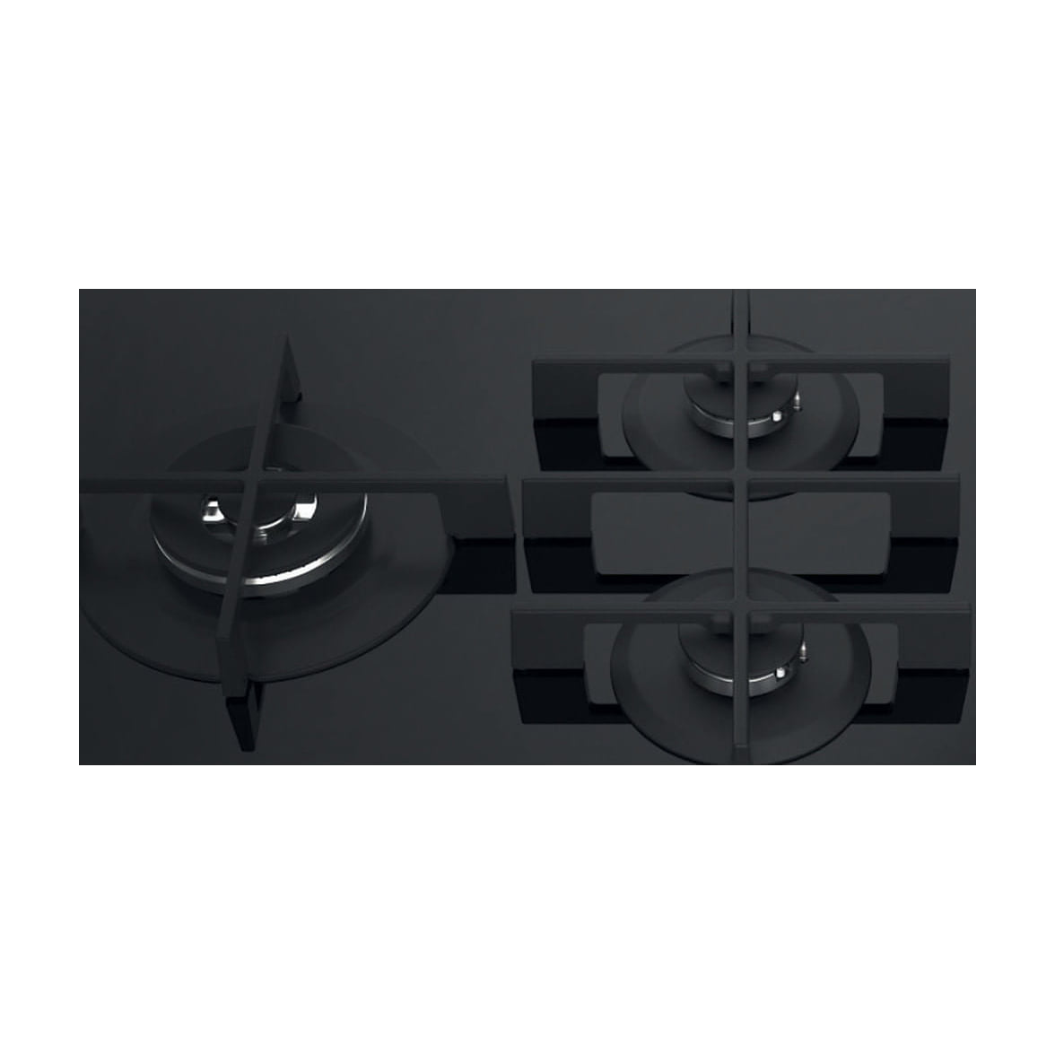 Placa de gas Whirlpool GOWL 928/NB, 5 fuegos y 86 cm