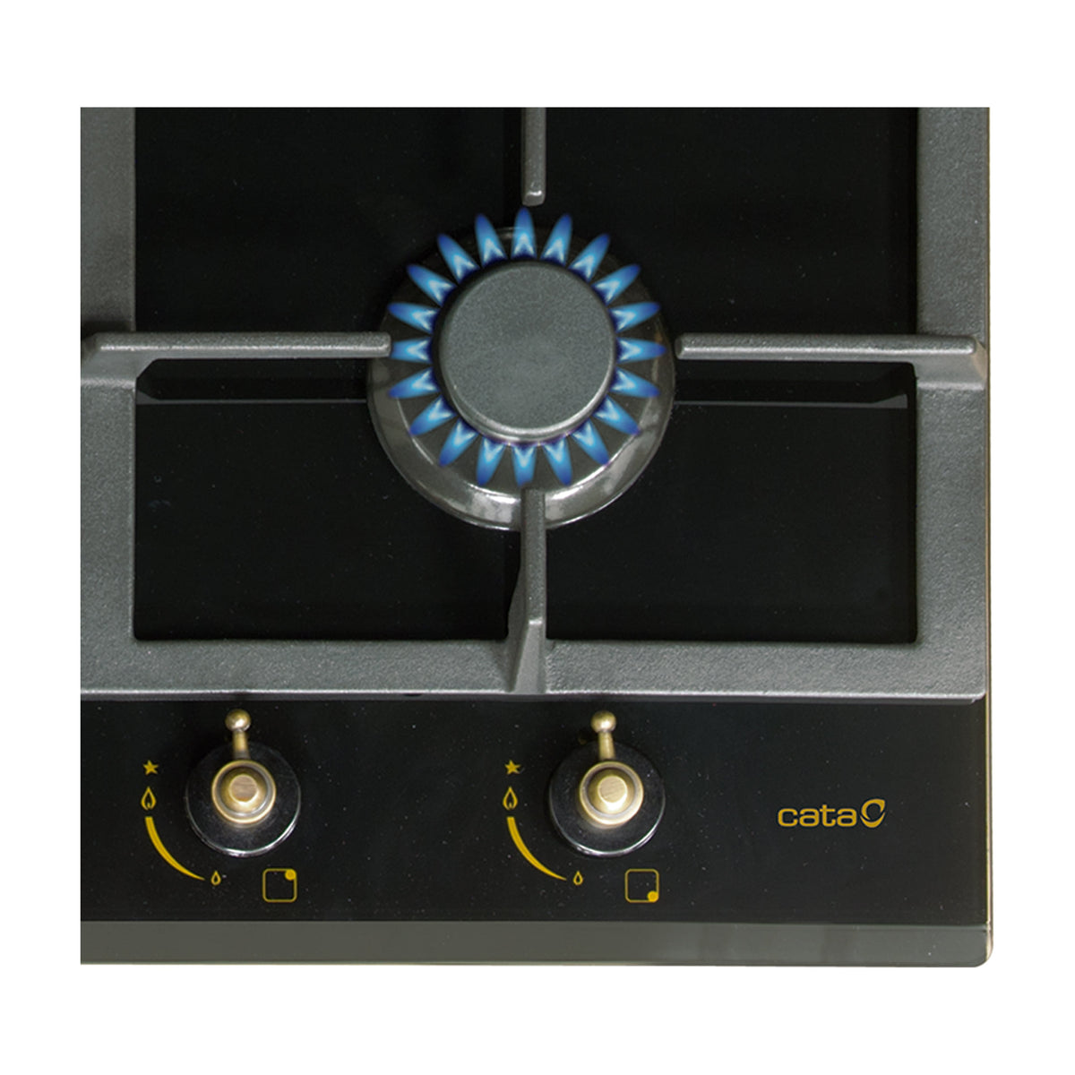 Placa de gas Cata RCI 631 BK, 4 quemadores y cristal negro