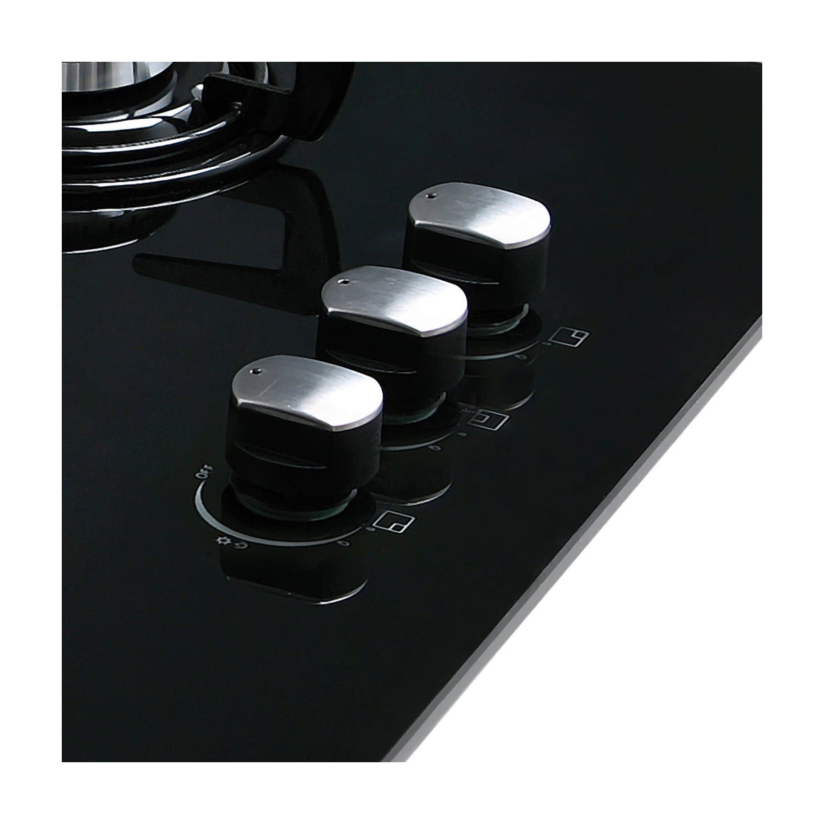 Placa de gas CATA CCI 6021 BK de cristal negro, 3 quemadores