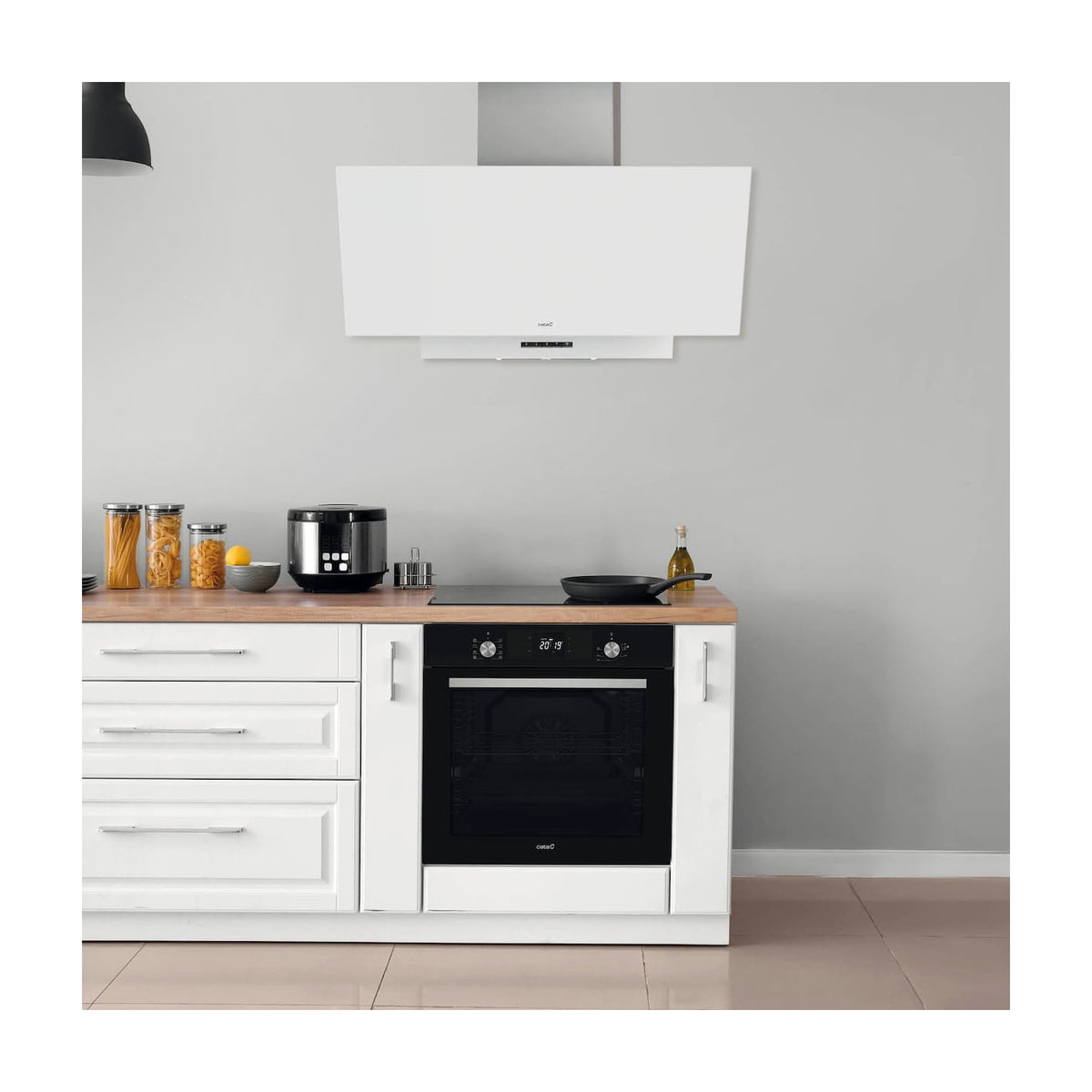 Campana decorativa CATA Thalassa 900 GWH /H de 90 cm, cristal blanco