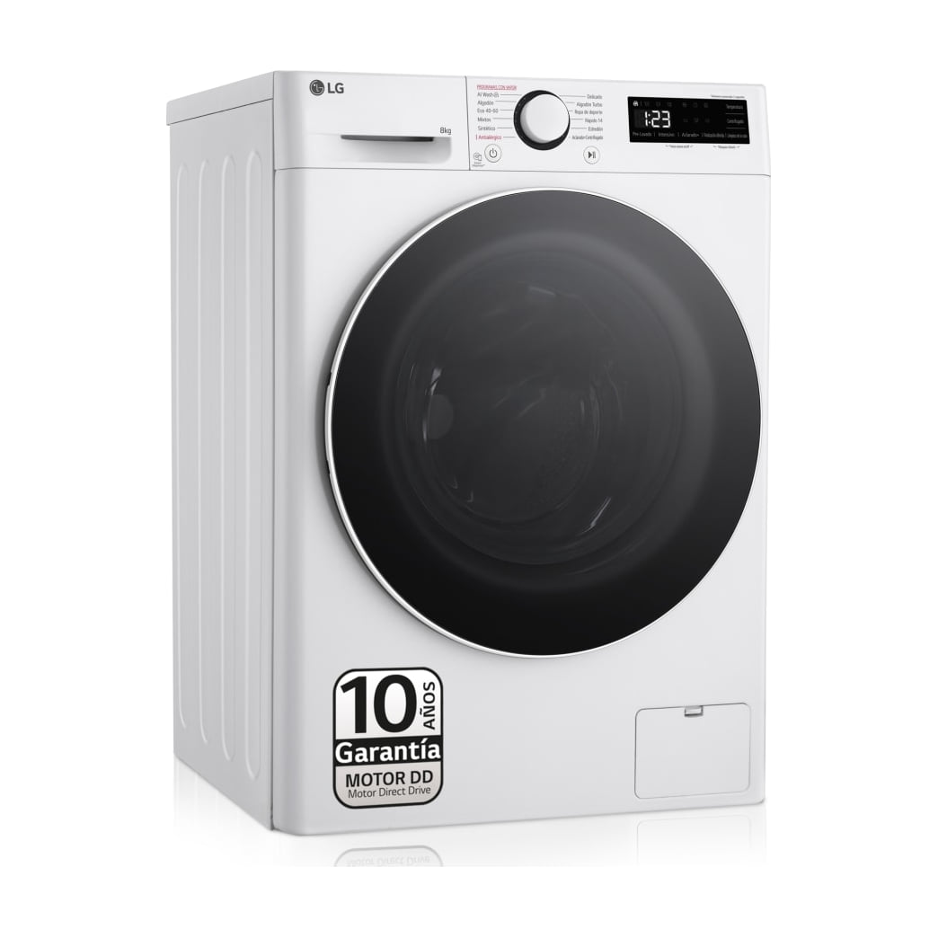 Lavadora LG F2WR5S08A0W de 8 kg con vapor y 1200 rpm