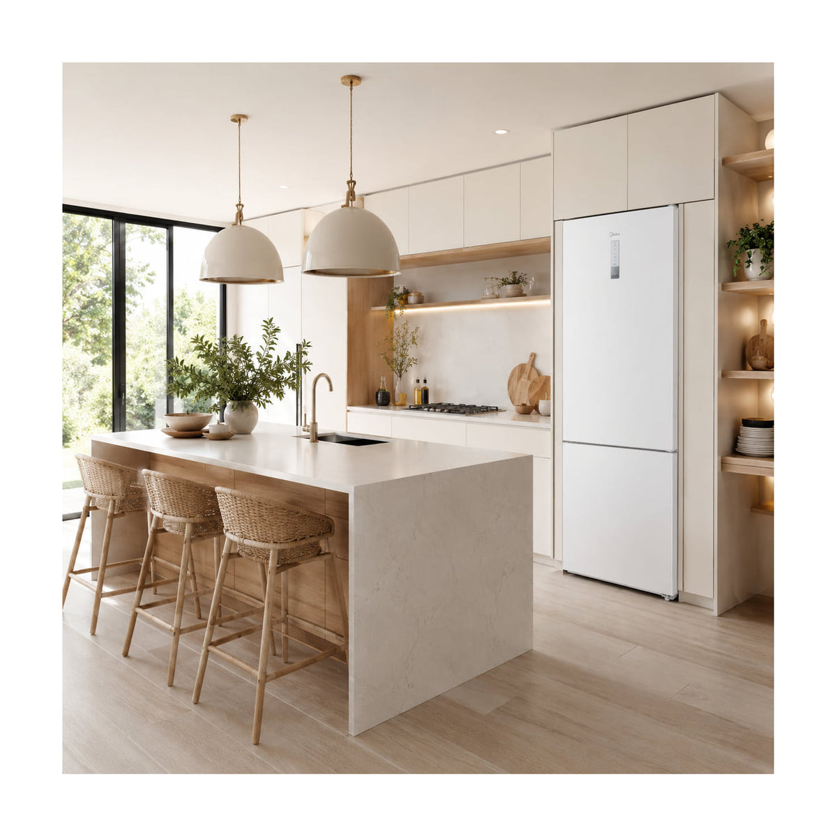 Frigorífico combi Midea MDRB424FGD01OE, 310 L, Total No Frost