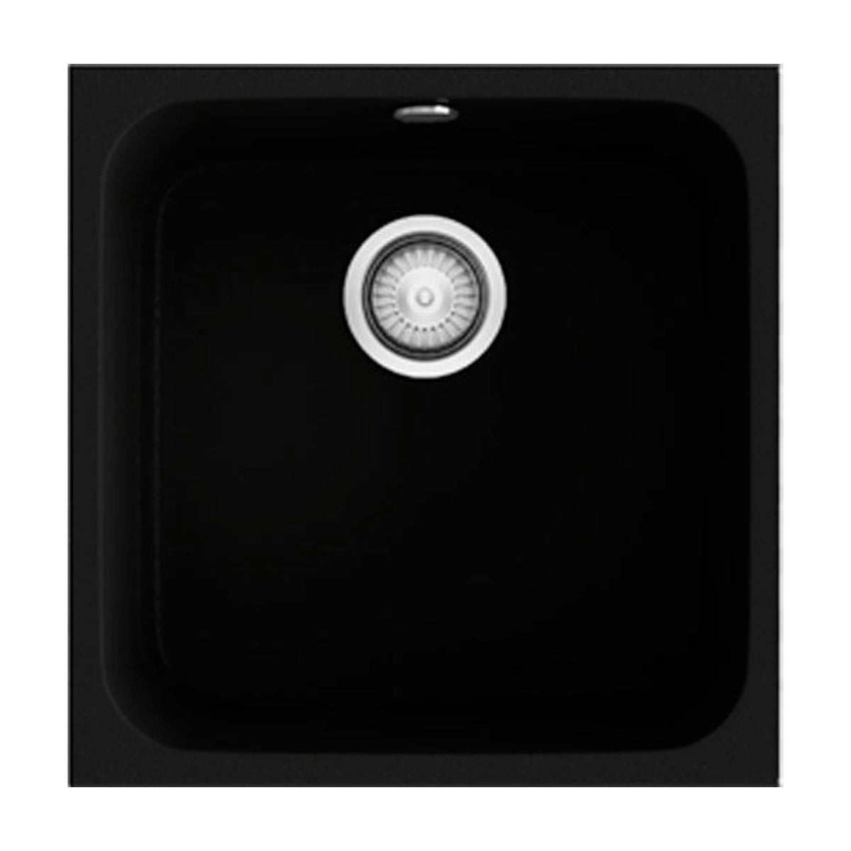 Fregadero Poalgi Essenzial 40 negro brillo, 1 cubeta para mueble de 50 cm