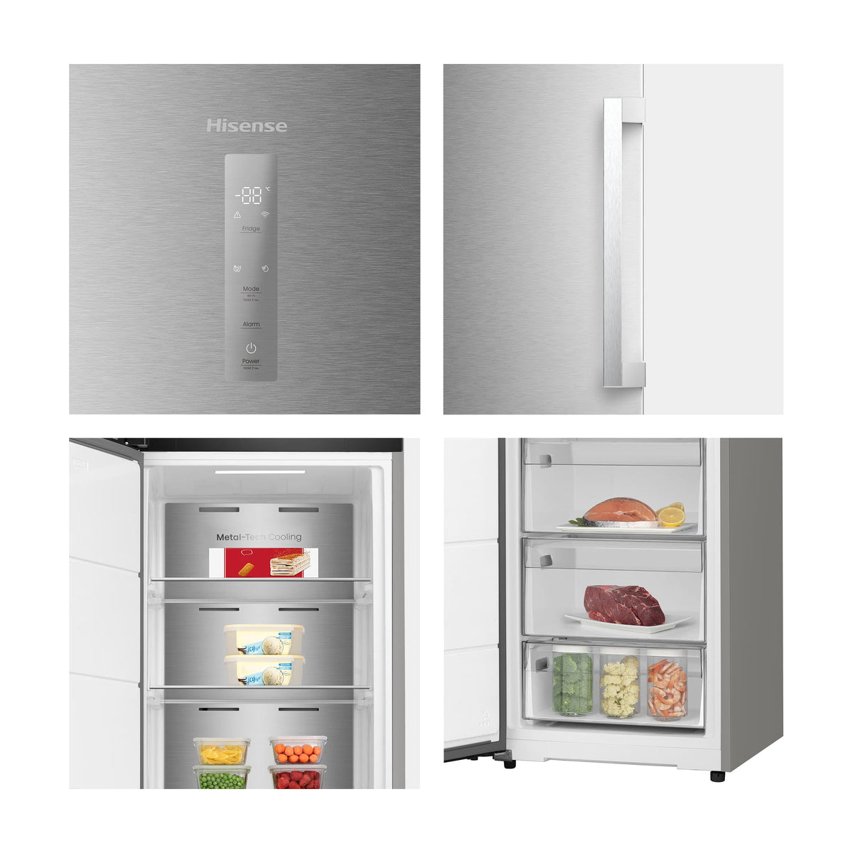 Congelador vertical Hisense FT3K310SAIE1, 312 l, Total No Frost
