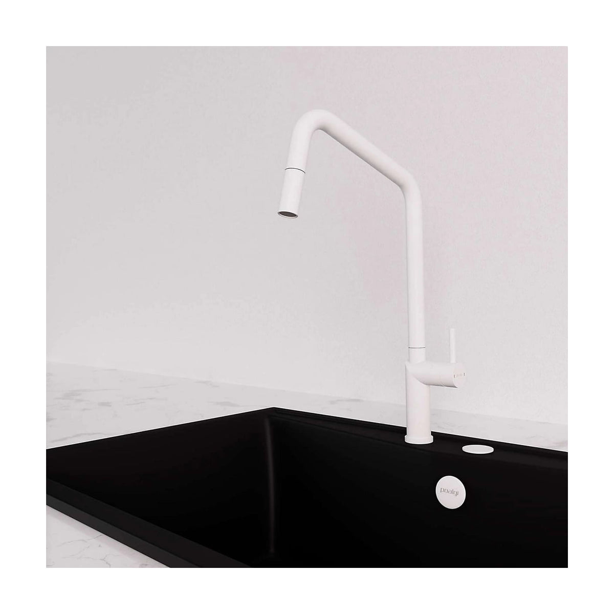 Grifo de cocina Poalgi POALGIC1/BL monomando extraíble, blanco mate