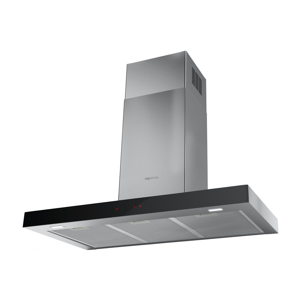 Campana decorativa Mepamsa Stilo Neo 90, inox y cristal negro, 710 m³/h