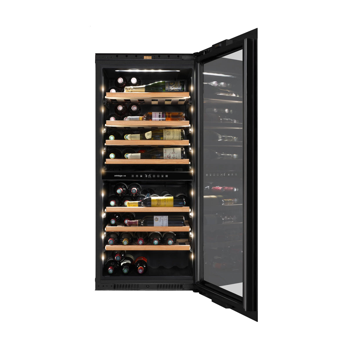 Vinoteca integrable Avintage AVI122PLATINUM, 68 botellas y 2 zonas