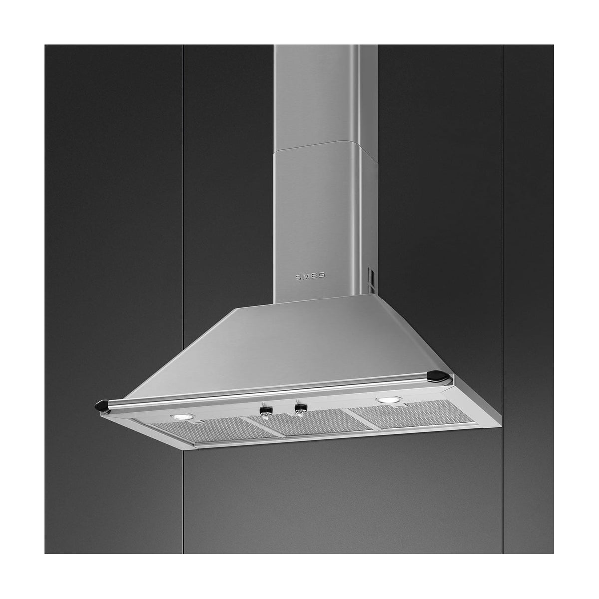 Campana decorativa Smeg KTR90XE de 90 cm en inox con modo intensivo