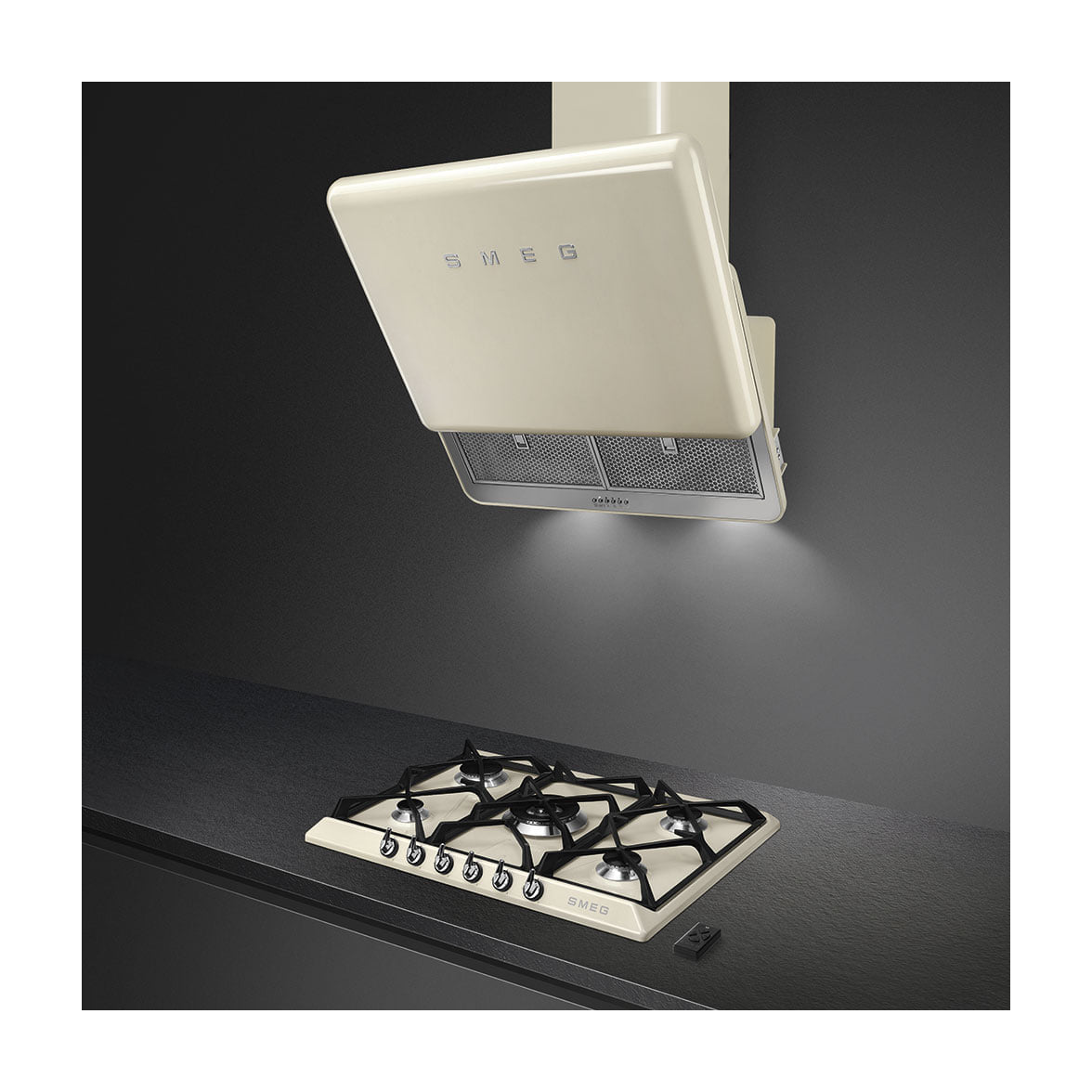 Placa de gas Smeg SR975PGH de 5 zonas, 68,5 cm, crema