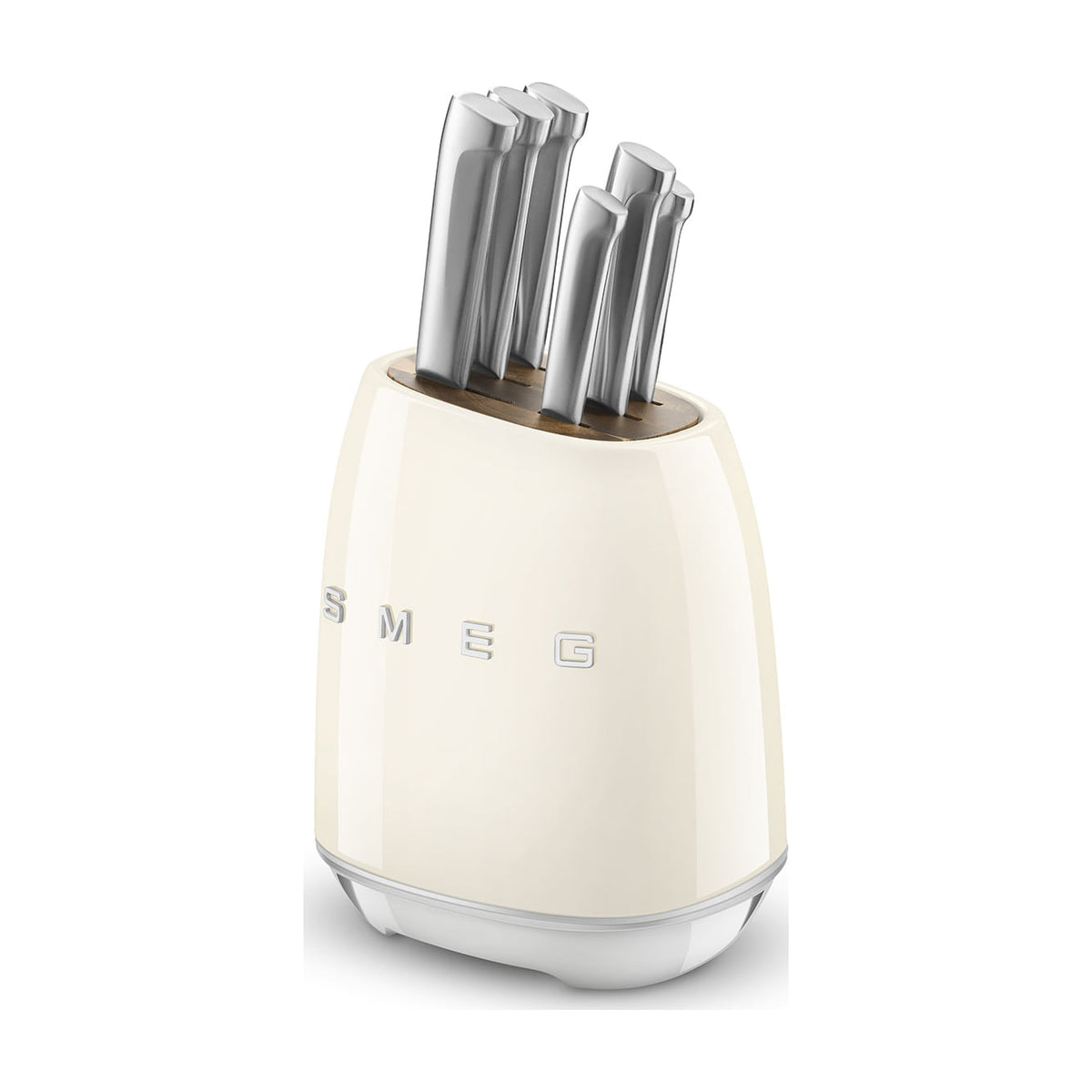 Bloque de cuchillos Smeg KBSF02CR con 6 cuchillos de acero alemán, crema