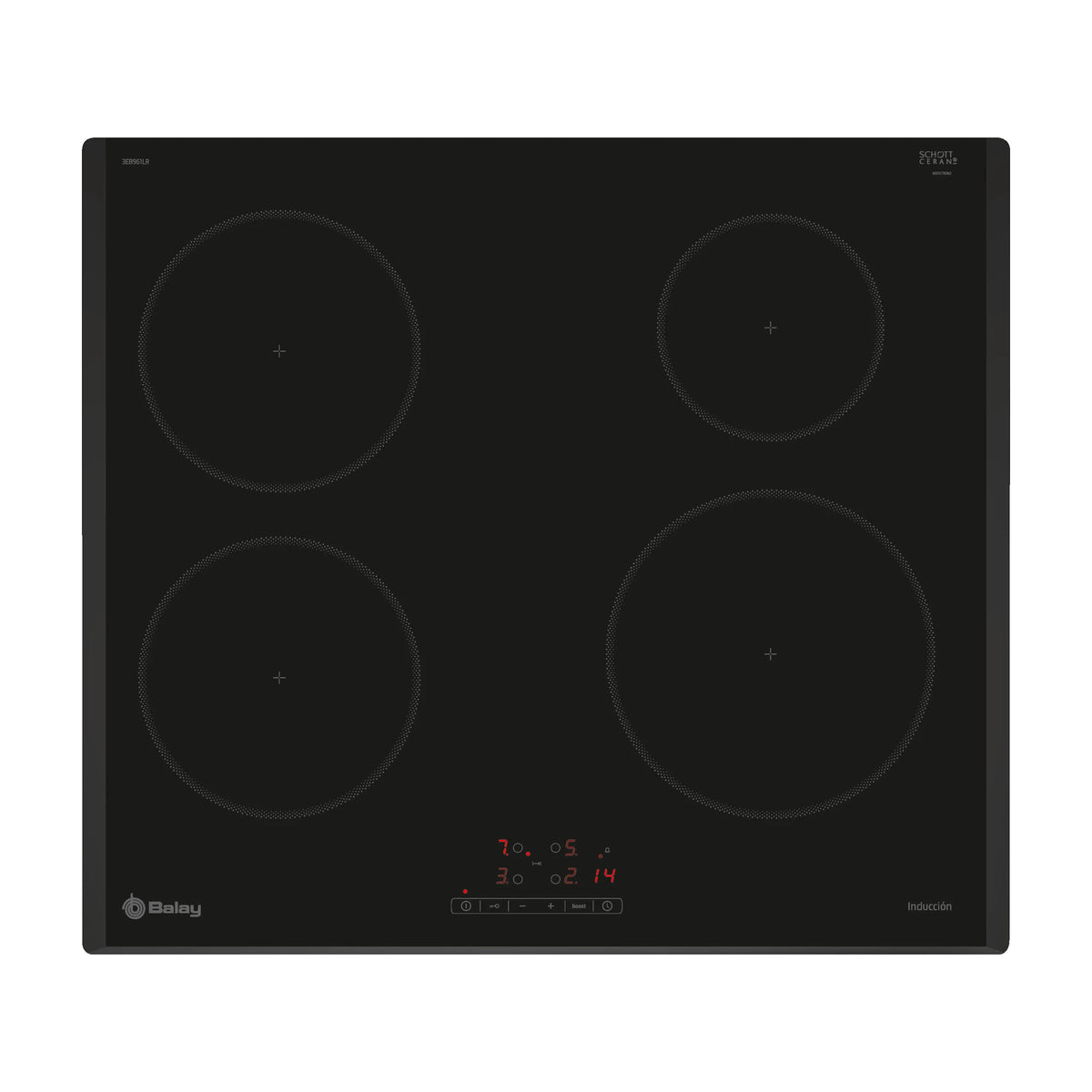 Placa de inducción Balay 3EB961LR de 60 cm con 4 zonas y acabado biselado