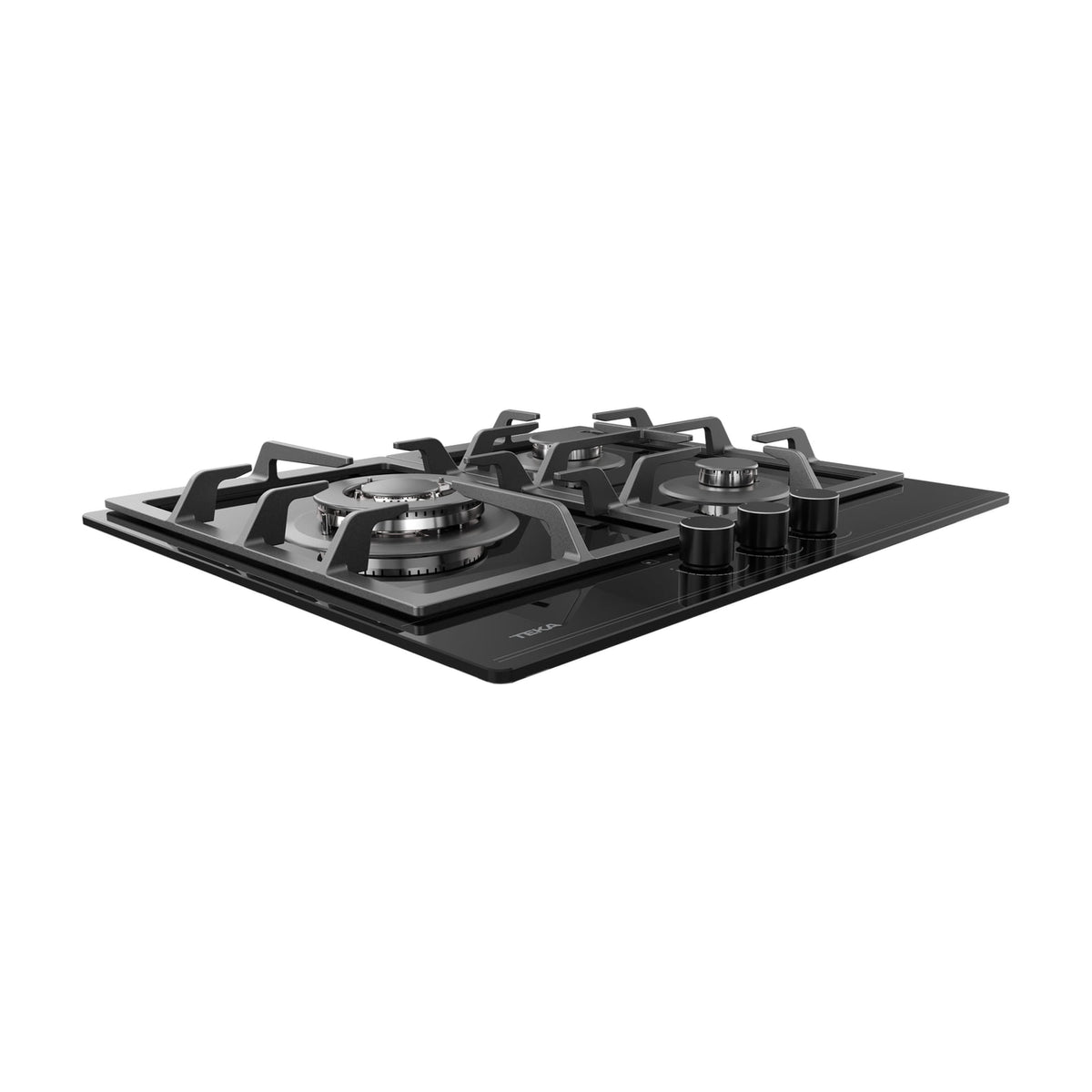 Placa de gas Teka GBC 63110 KBB, 3 quemadores y cristal negro