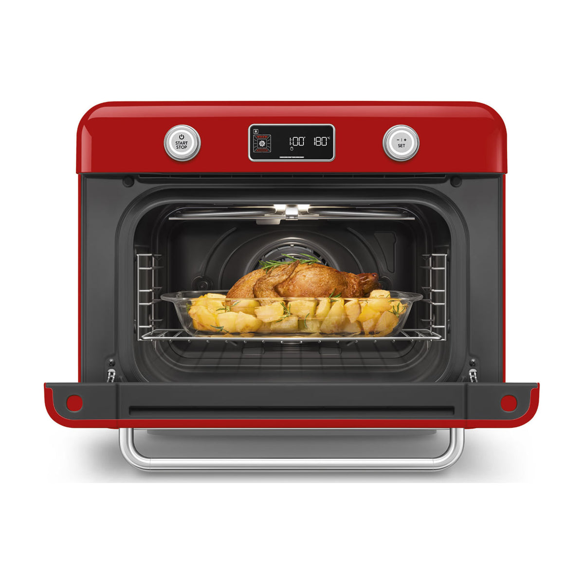 Horno de sobremesa Smeg COF01RDEU con vapor, 30 l, rojo