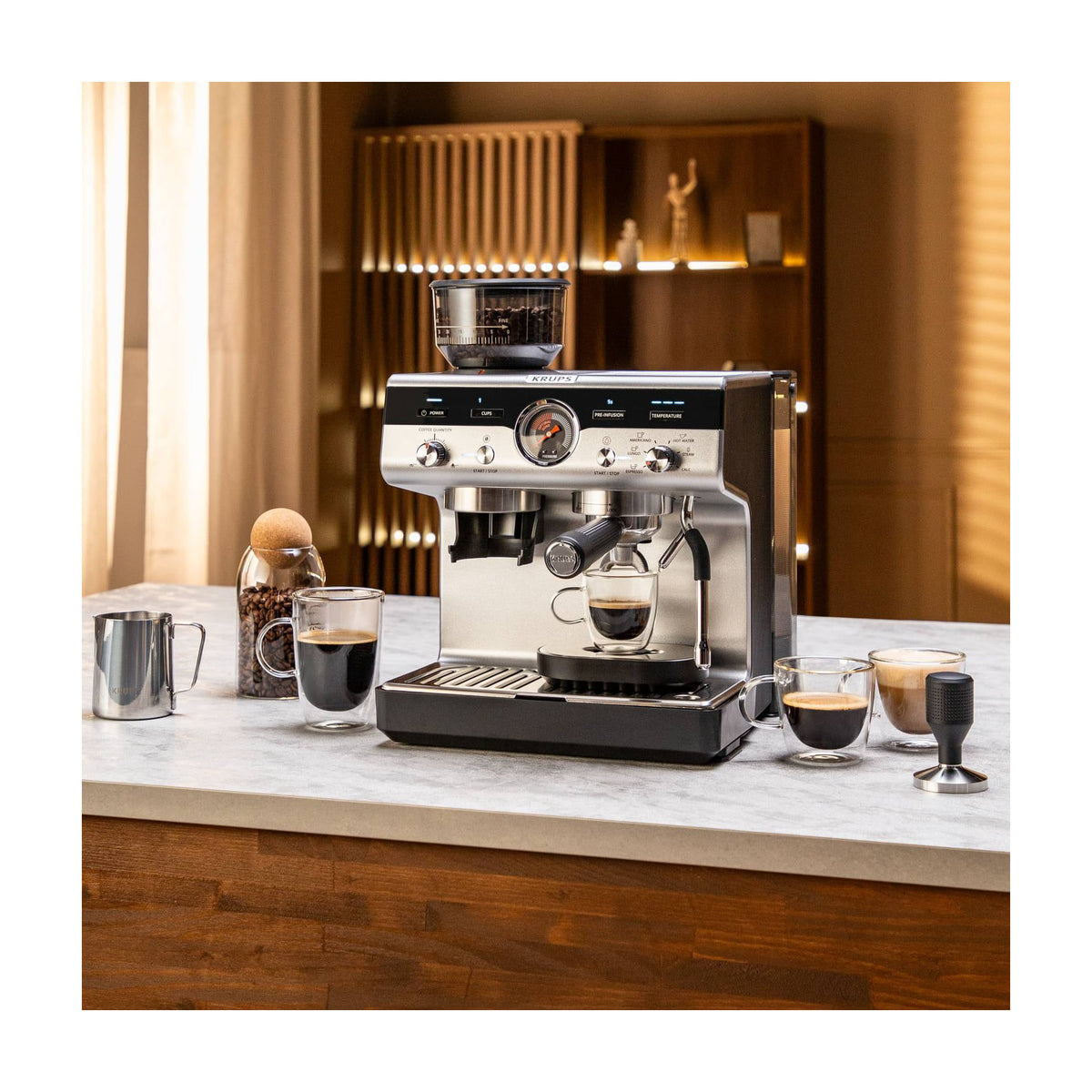 Cafetera espresso Krups Precision XP801T10 con molinillo integrado y 15 bares