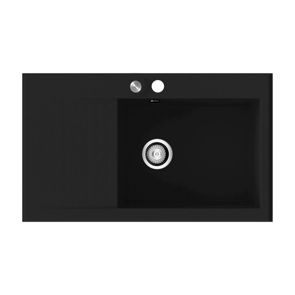 Fregadero Poalgi Shira 86 con escurridor izquierdo, negro brillo