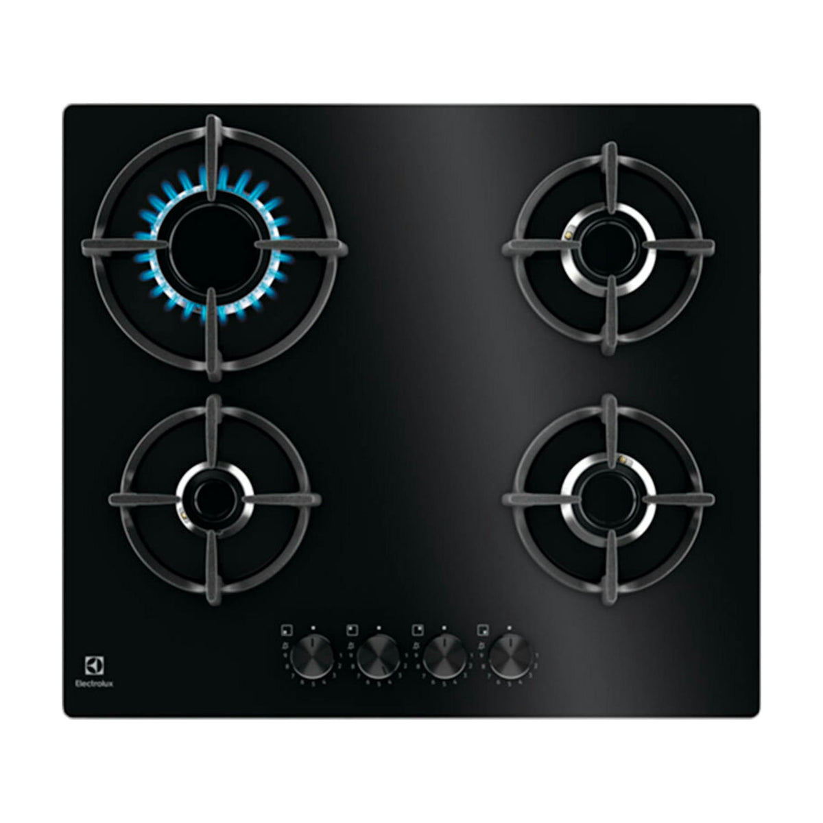 Placa de gas Electrolux EGG64272K de 4 zonas, cristal negro