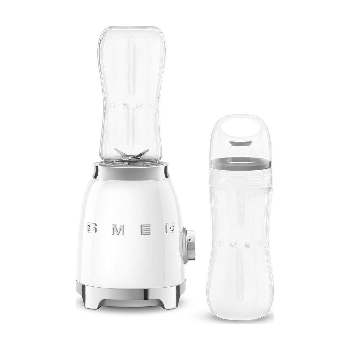 Mini batidora de vaso Smeg PBF01WHEU, 300 W y dos botellas de 600 ml