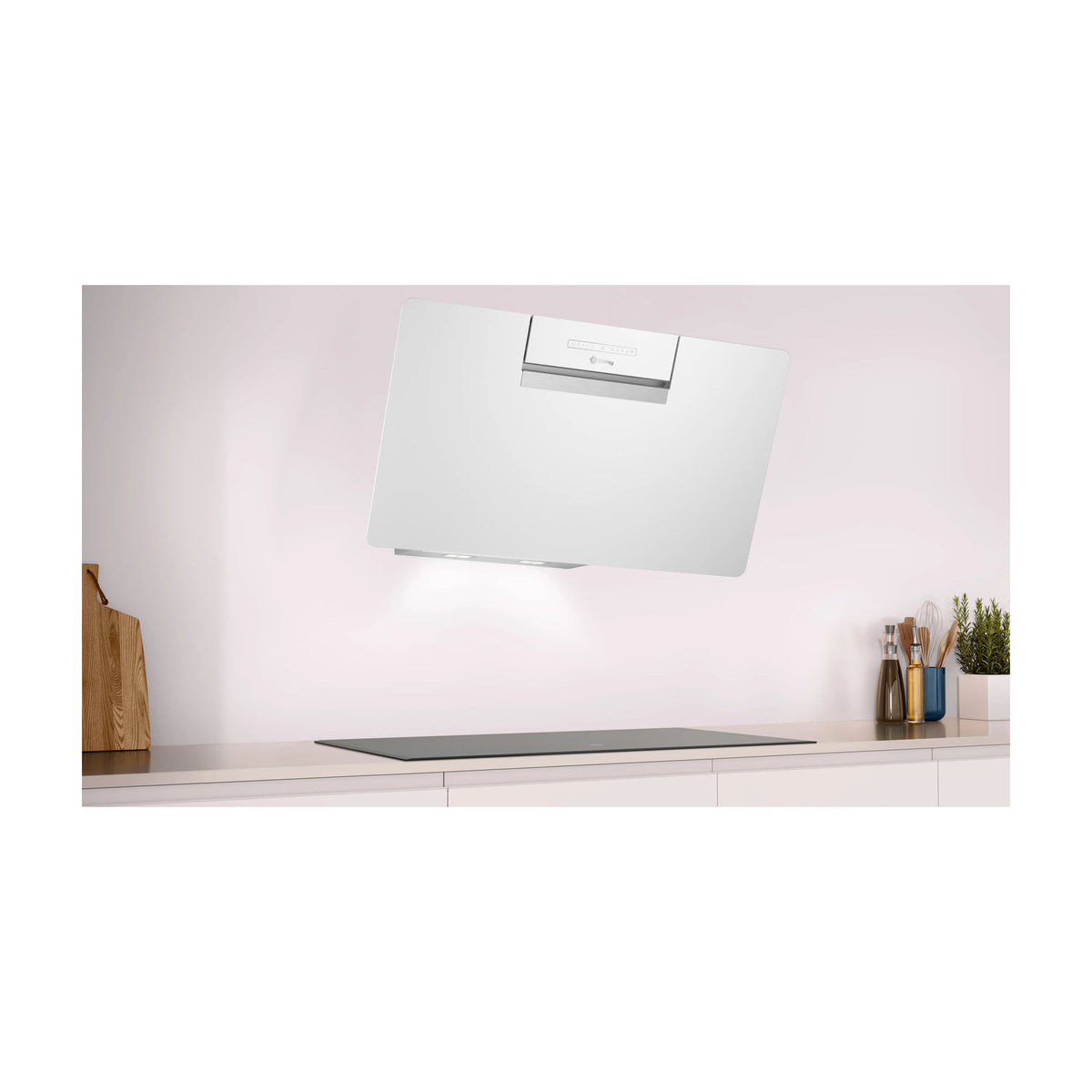 Campana decorativa inclinada Balay 3BC587GBH, 80 cm, cristal blanco
