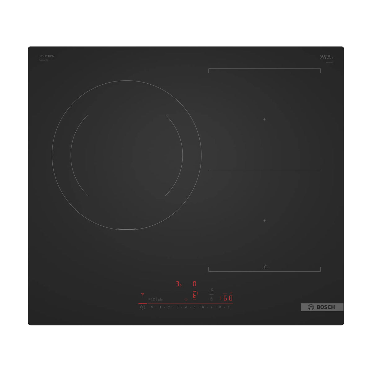 Placa de inducción Bosch PVJ61AHC1E, 60 cm, negro mate