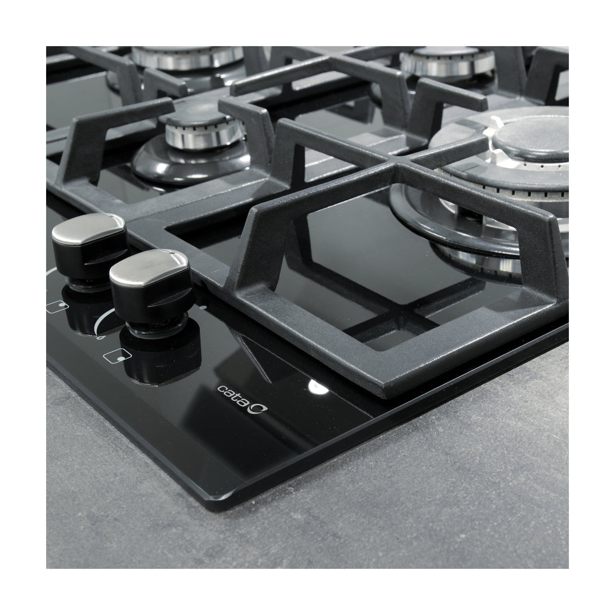 Placa de gas CATA LCIB 6031 BK de cristal negro, 4 fuegos y 64 cm