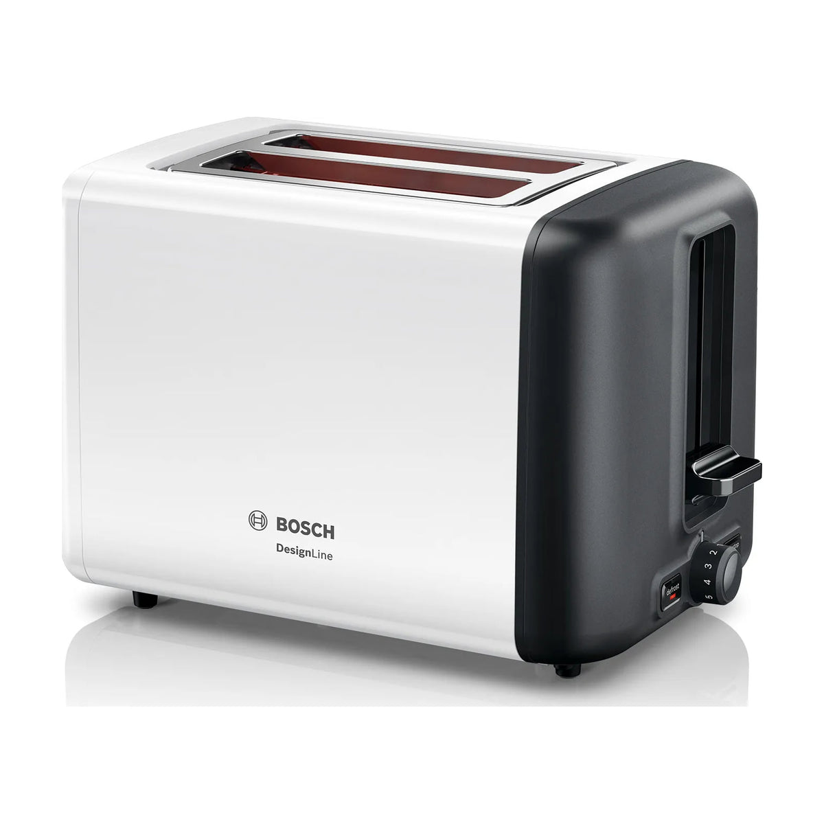 Tostador Bosch TAT3P421 DesignLine de 2 ranuras y 970 W, blanco