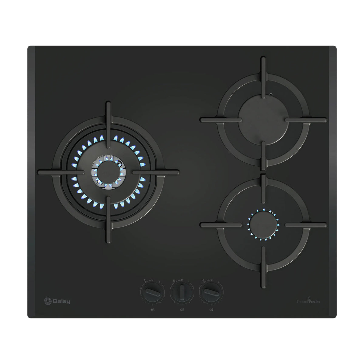 Placa de gas Balay 3ETG663RN de 60 cm con 3 quemadores y control de llama en 9 niveles