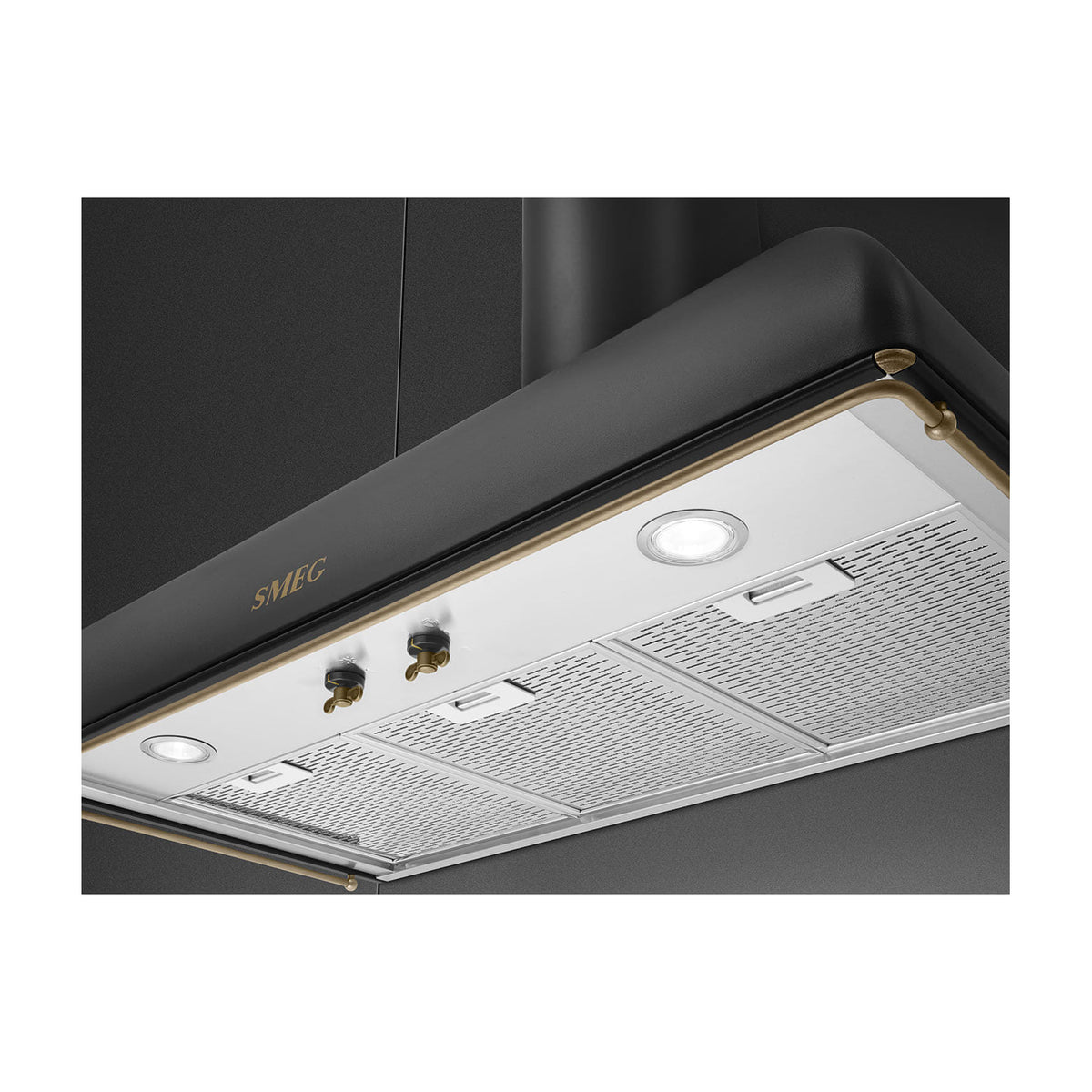 Campana decorativa Smeg KS89AOE de 90 cm, antracita y LED