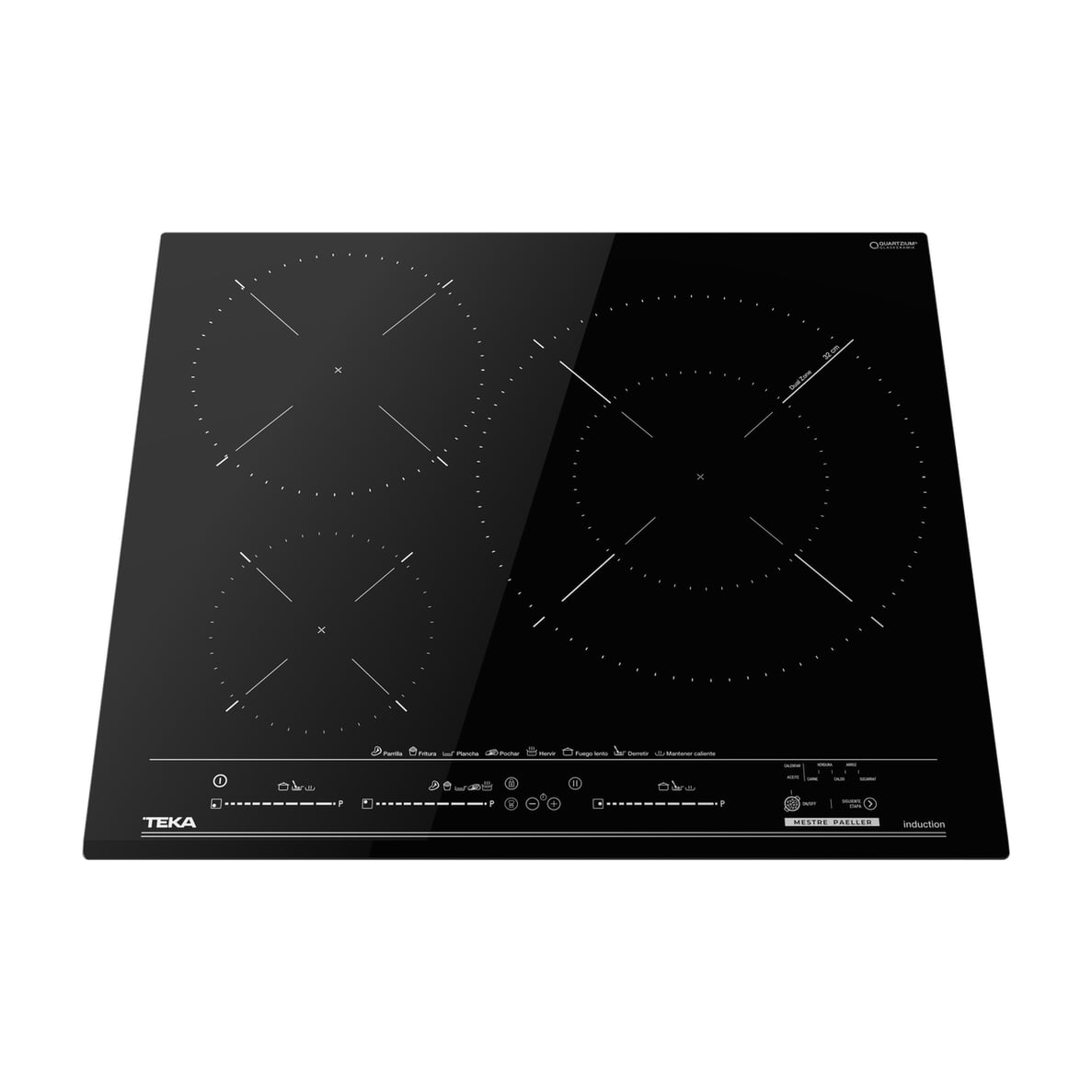 Placa de inducción Teka MestrePaeller IZC 63632 MPT BK, 3 zonas y zona XL de 32 cm
