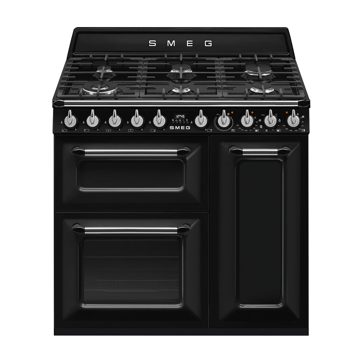 Cocina de gas Smeg TR93BL de 90 cm con tres hornos eléctricos