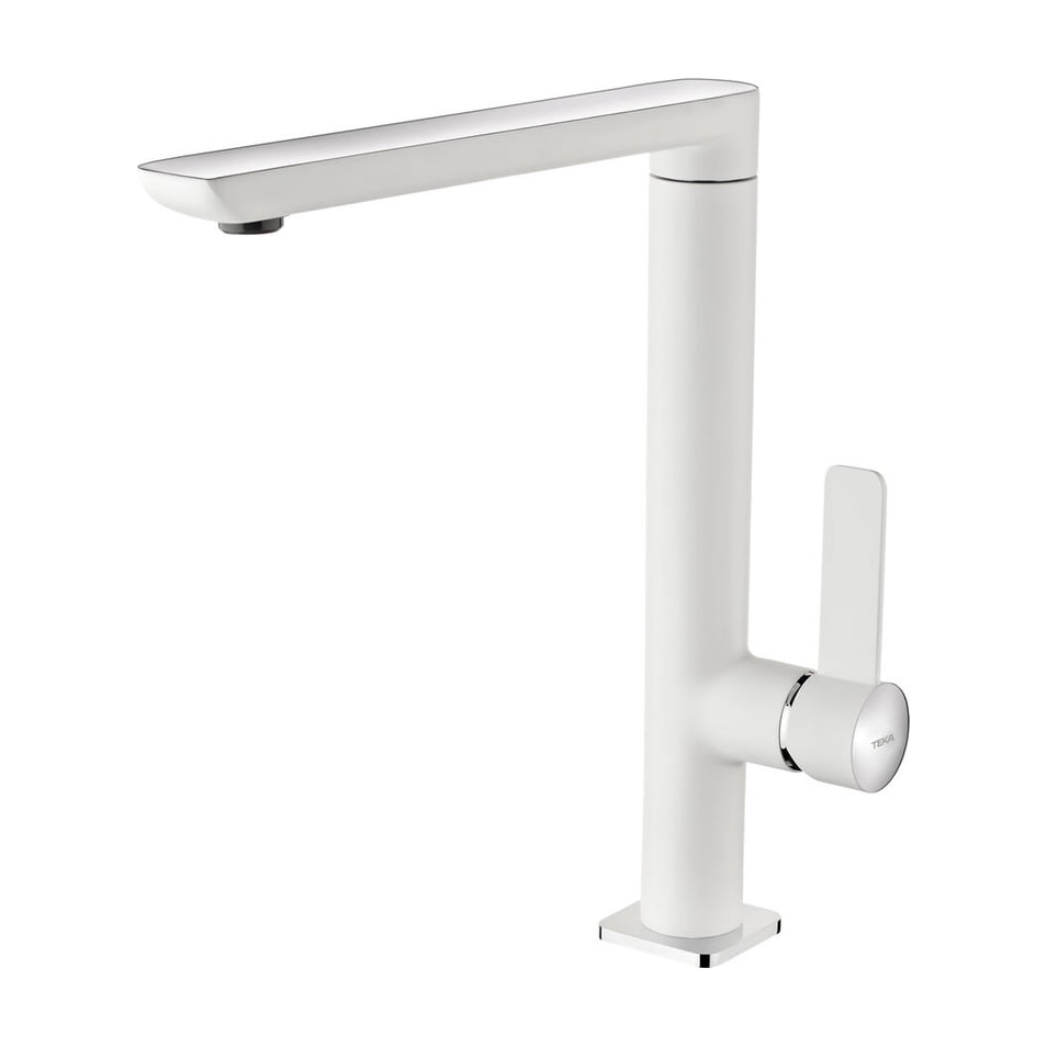 Grifo de cocina Teka FO 915 monomando, caño alto giratorio y acabado cromo blanco