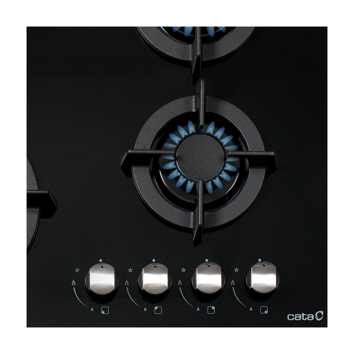 Placa de gas Cata CCI 6031 BK, 4 quemadores y cristal negro