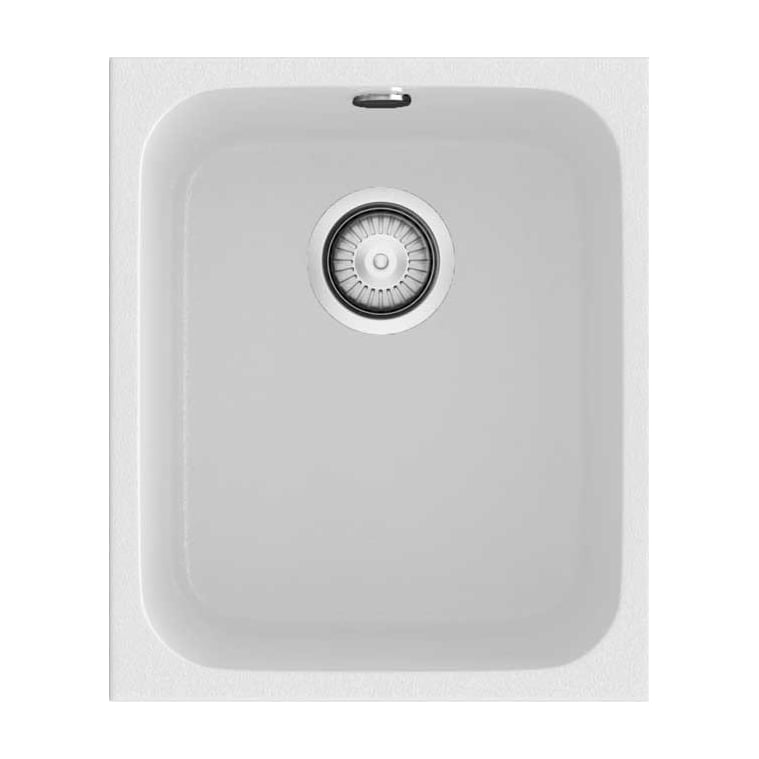 Fregadero Poalgi Essenzial 35 de una cubeta, blanco brillo para mueble de 45 cm