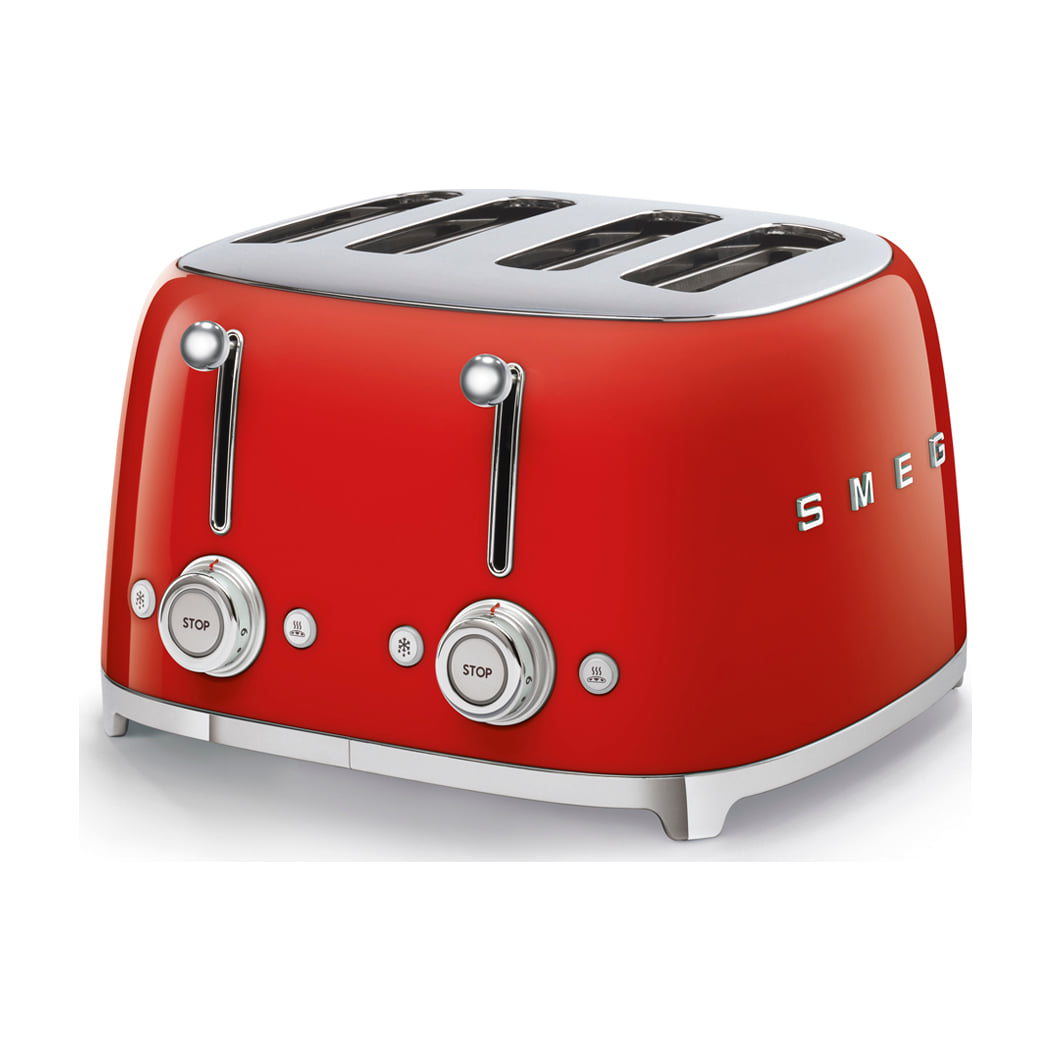 Tostadora Smeg TSF03RDEU de 4 ranuras y 2000 W, roja